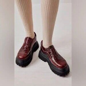 Free People x Mutma Loto Kylie Croc Brown Platforn Loafers NEW Size 39 US 9
